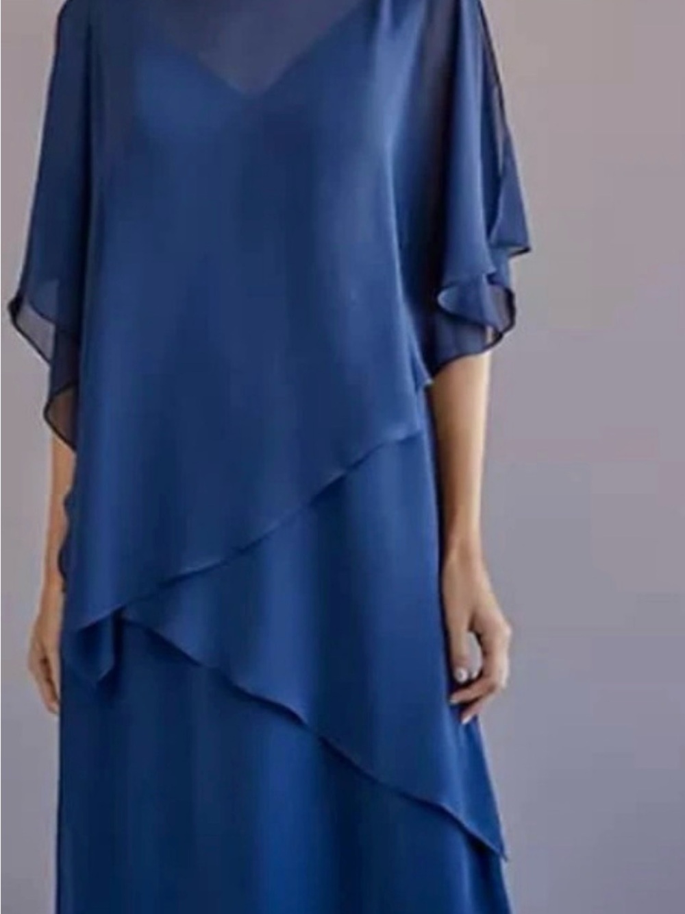Flowing Blue Layered Midi Dress
